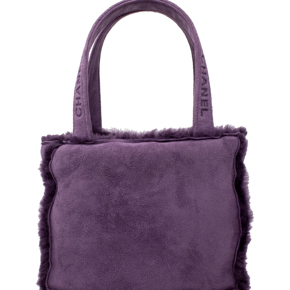 Chanel Purple Shearling Mini Logo Handbag (Authentic Pre-Owned)